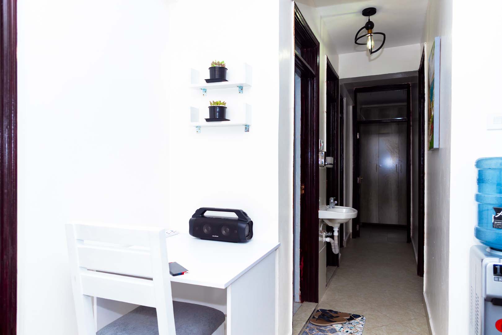 Work desk and corridor